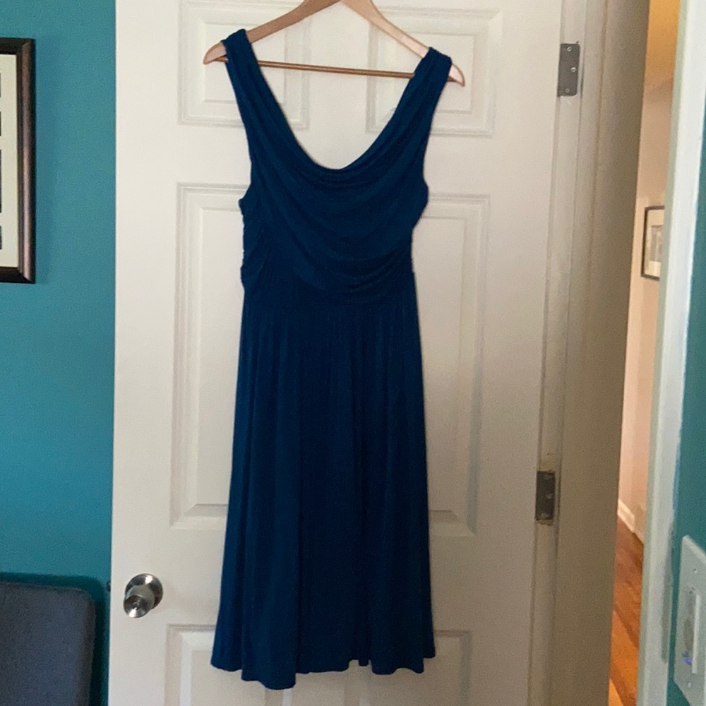 midi dress, goddess dress, dark peacock blue